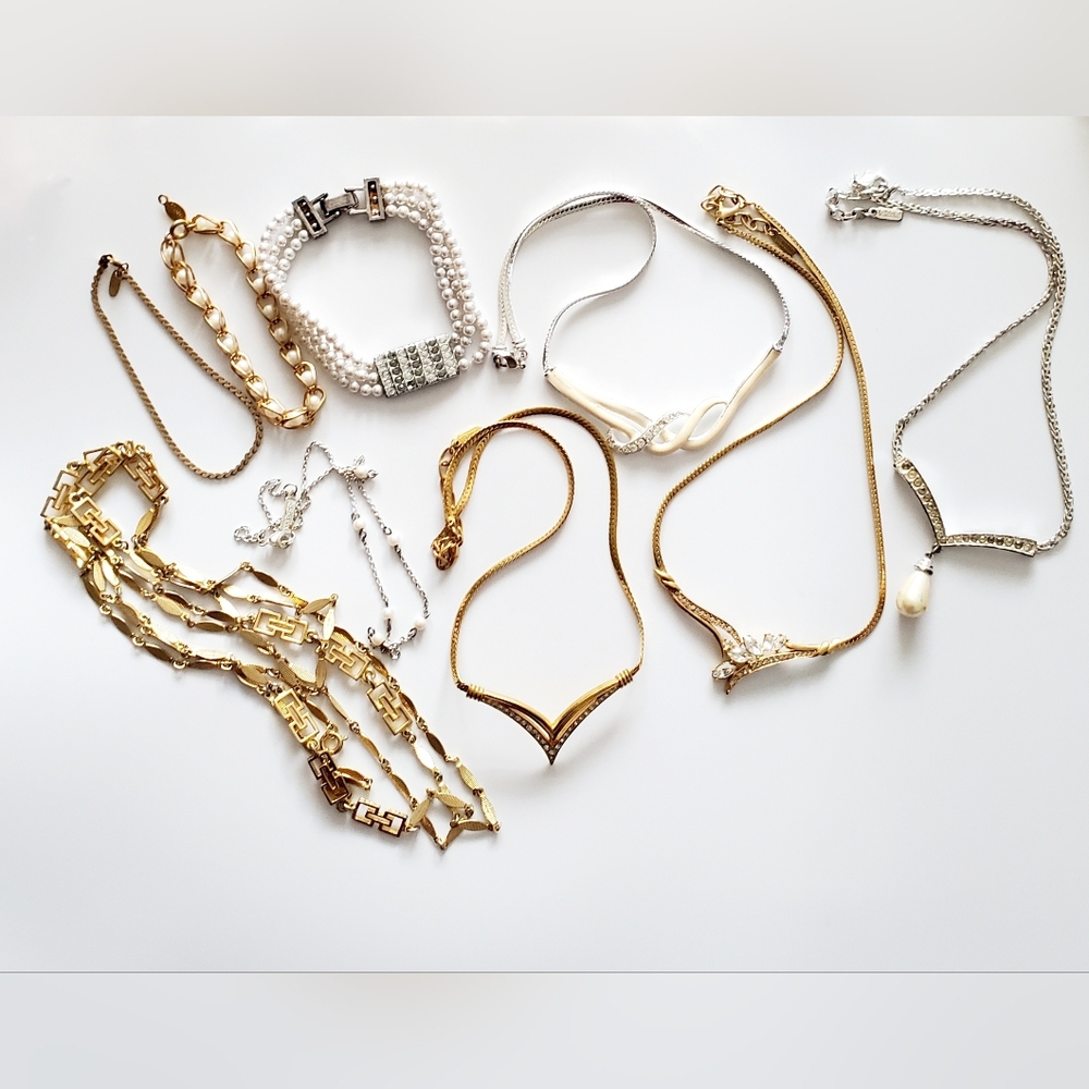 Vintage NAPIER VENDOME Craft Jewellery Lot of 9 pcs Gold Silver Pearls Stones